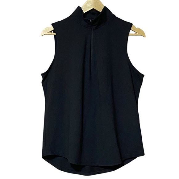 Izod Performance Sleeveless Zip Mock Neck Tank Top M Black Sporty Athleisure NWT - Picture 1 of 8